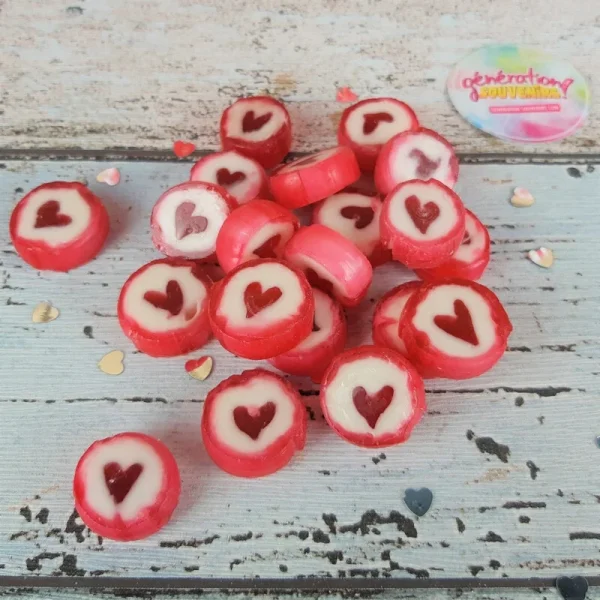Bonbon Rock Coeur - Lot de 20 Bonbons traditionnels à la fraise spécial amoureux